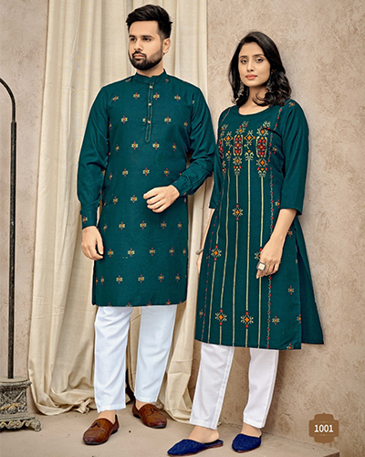 Buy Beautiful Readymade Cotton Function Couple Combo Set, Wedding Wear  Men's Women's Kurta Kurti Set, Beautiful Classic Ethnic Dress Online in  India - Etsy