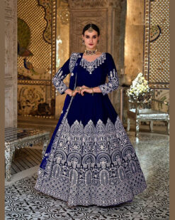 Blue Anarkali Bridal Suit