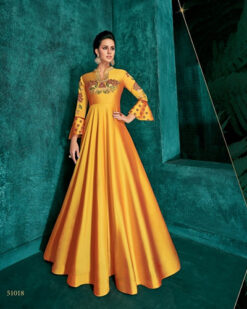 Yellow Long Gown Silk For Women