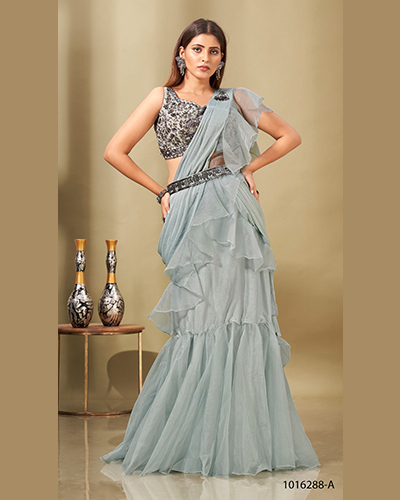 Ice Georgette Readymade Saree - One Minute Saree, ready to wear sarees –  shakthistyles