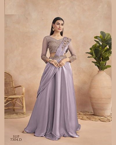 Saree Exotica Wedding Wear Trendy Readymade Partywear Silk Gown at Rs 1195  in Surat