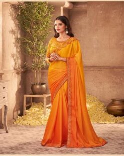 Orange Fancy Partywear Saree