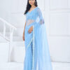Trendy Fashion Organza Cocktail Indian Swarovski Saree Sari Blouse Women/Girls 5654
