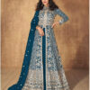 Peacock Blue Trendy Eid's Festival Indian Woman Slit Cut Silk Anarkali Suit 5444