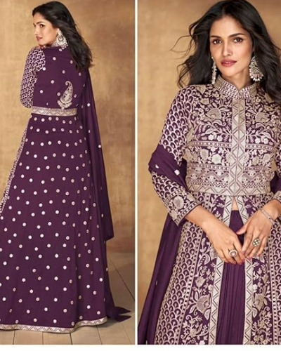 Trendy Eid's Festival Indian Woman Slit Cut Silk Anarkali Suit 5444