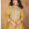 Yellow Trendy Eid's Festival Indian Woman Slit Cut Silk Anarkali Suit 5444