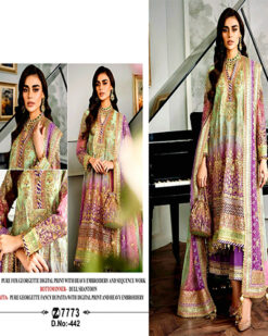 Indian Woman Pure Faux Georgette With Heavy Embroidered Suit Pakistani Suit