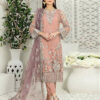 Pink Heavy Embroidered Muslim Designer Organza Pakistani Pant Suit Indian Woman Cocktail Dress