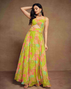 Lime Green Gown Dress For
