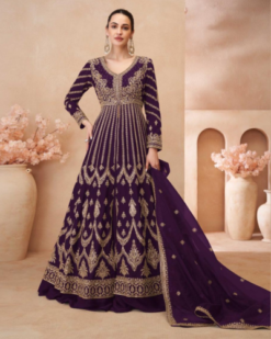 Wedding Wear Designer Anarkali Style Chinon Silk Gown