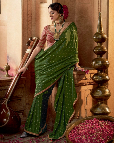 Pure Viscous Crepe Designer Butti weaving Saree for Wedding