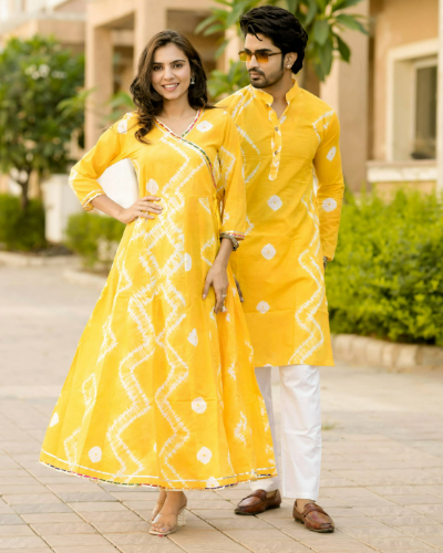 Festival Special Beautiful Bagru Hand block Printed Couple Dress