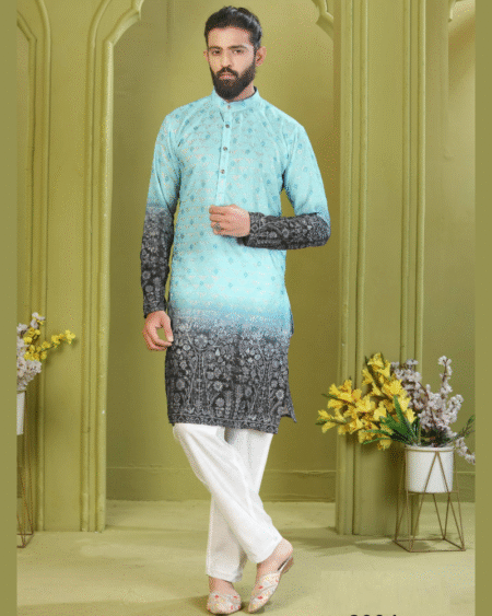 Digital Printed Designer Men's Wear Rayon Kurta