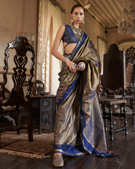 Exclusive Tussar Silk Contrast Border Saree for Women
