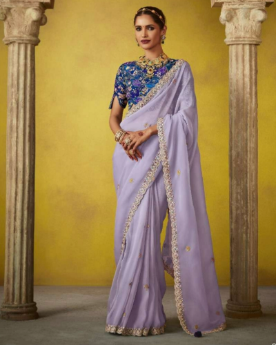 Pure Based Fancy Designer Embroidered Saree for Party Wear