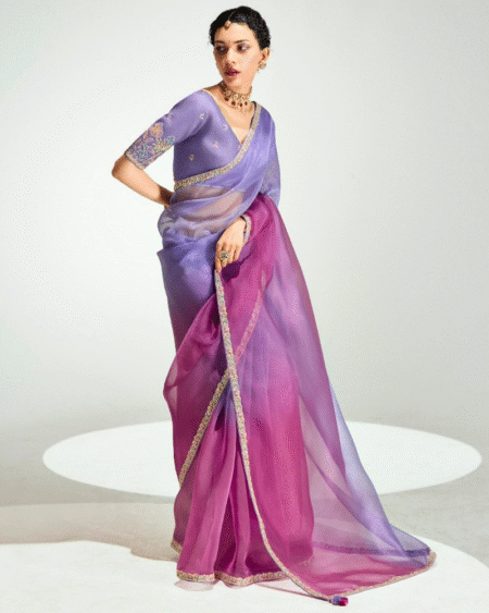 Organza Tissue Designer Heavy Work Party Wear Saree