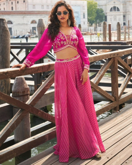 Pure Viscose Jacquard Silk Latest Trendy Stylist Look Top & Palazzo with Dupatta