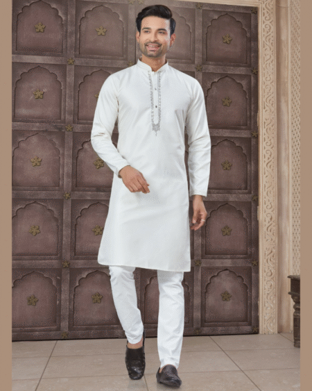 Pure Heavy Cotton Designs Embroidery Work Kurta Pajama