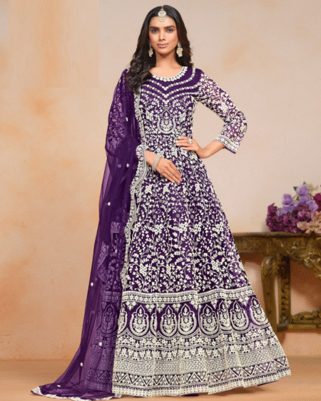 Net Festival Wear Embroidery Heavy Work Gown