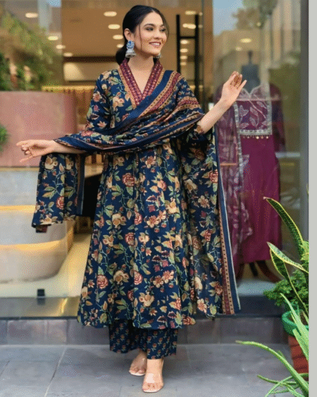 Festival Wear Cotton Pretty Anarkali Style Kurti Set