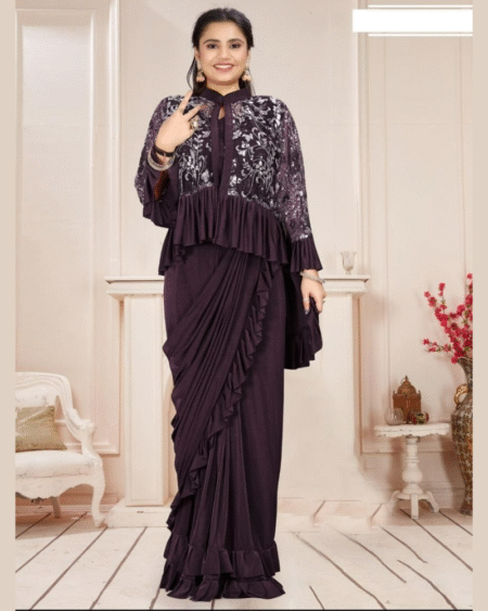 Black Cape Style Designer 1 Minute Saree