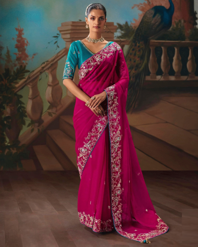 Latest Designer Fancy Party Wear Saree with Blouse Sari