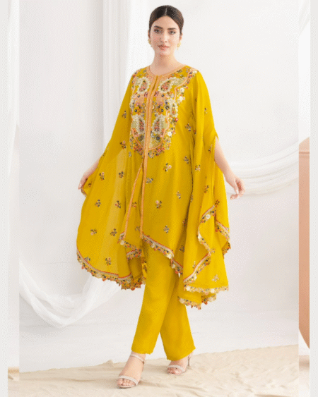 Elegant Premium Chinon Ready to Wear Kaftan Suit for Festivals