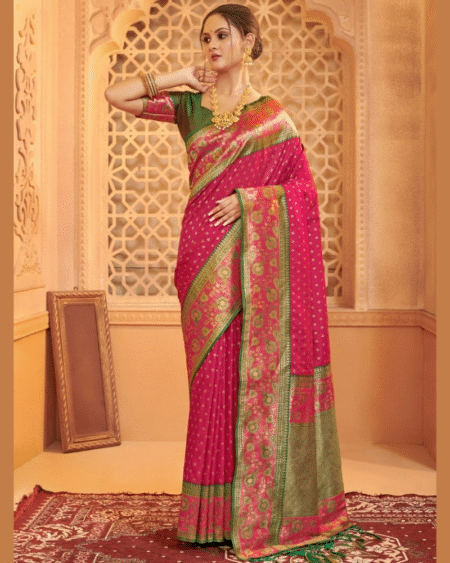 Trending Silk Blend with Weaving Handloom Saree
