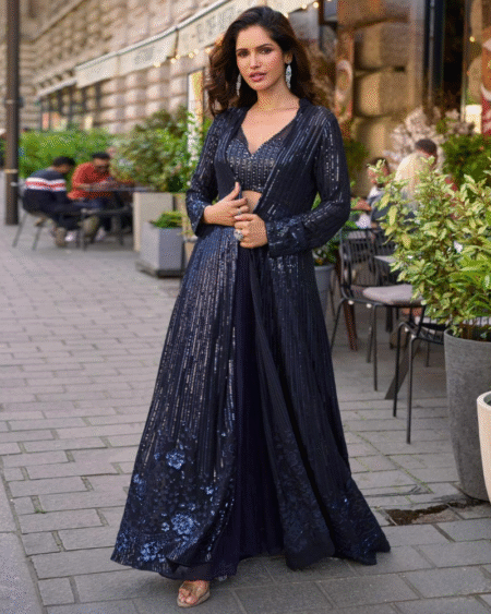 Real Premium Georgette Diwali Festivals Long jacket Co-Ord Set