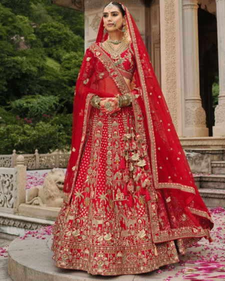 Indian Women Heavy Bridal Silk Lehenga Choli for Wedding Wear