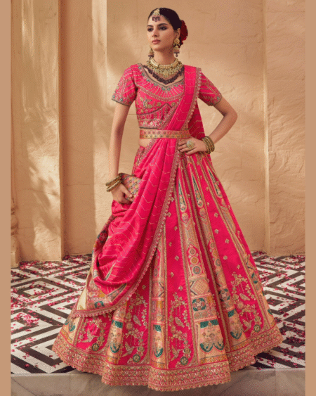 Indian Wedding Wear Banarasi Silk Bridal Lehenga Choli