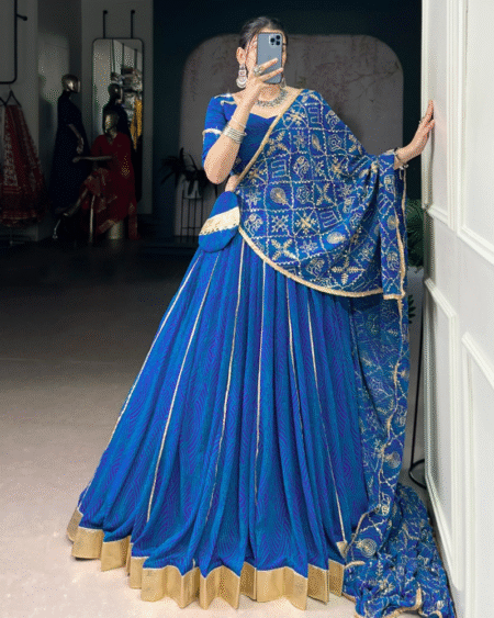 Georgette Bandhej Printed Lehenga Choli for Garba nights