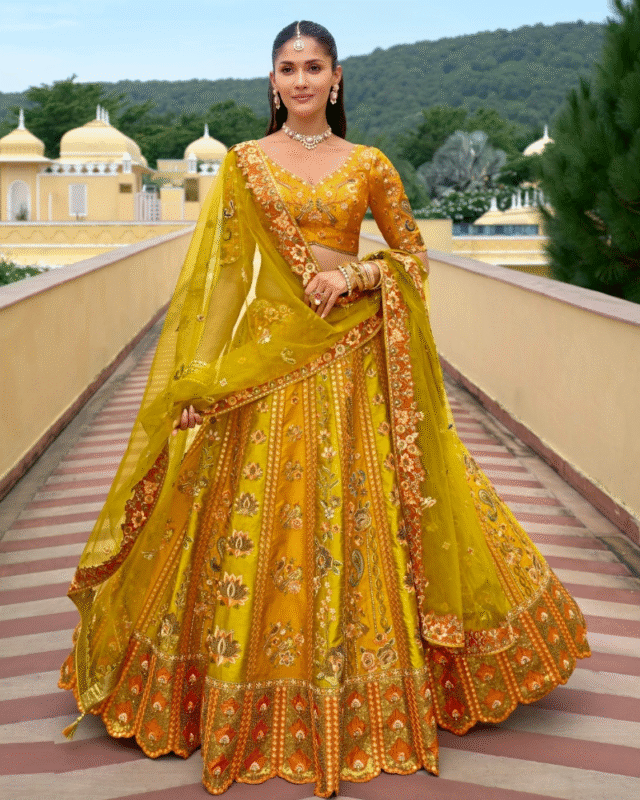 Wedding Wear Embroidery Designer Work Fancy Silk Lehenga Choli