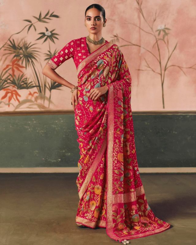 Pure Khadi Georgette Traditional Rajasthani& Gujarati Saree