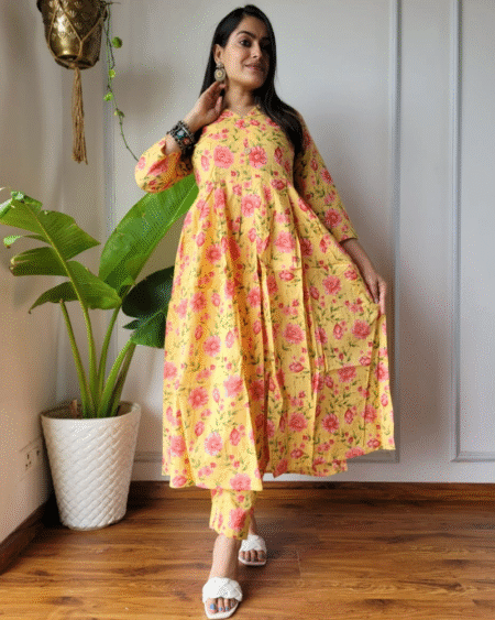 Traditional Bagru Hand Block Printed Cotton Kurti Set