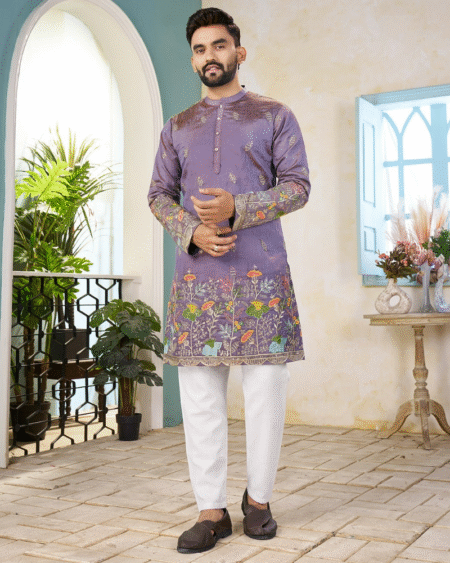 Star Georgette Designer Embroidery Men's Wear Kurta Pajama
