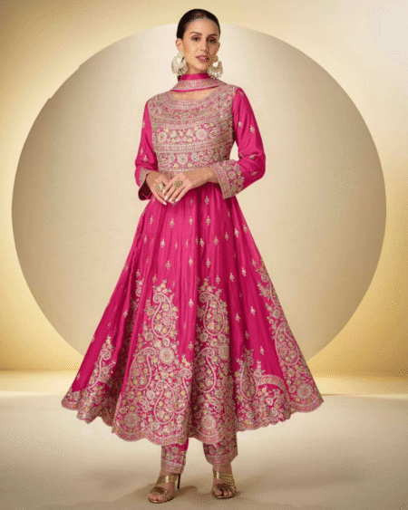 Real Chinon Festival Wear Anarkali Style Suit for Wedding
