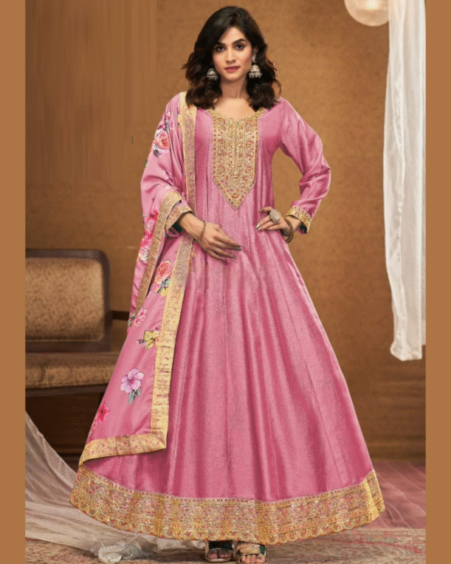 Festivals Vichitra Silk Designer Anarkali with Printed Dupatta