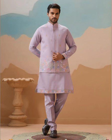 Viscose Silk Festival Men's Wear Koti Kurta with Bottom for Festivals