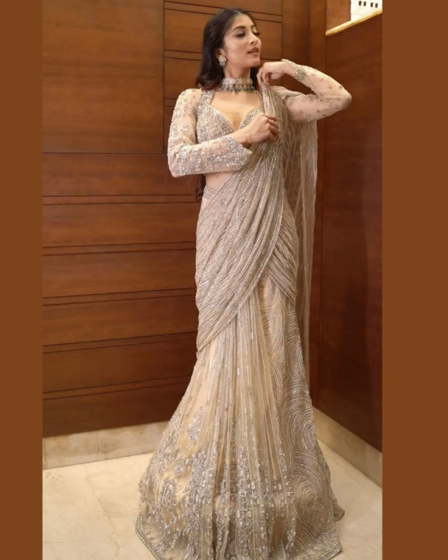 Butterfly Net Ready to Wear Sequence Party Style Saree