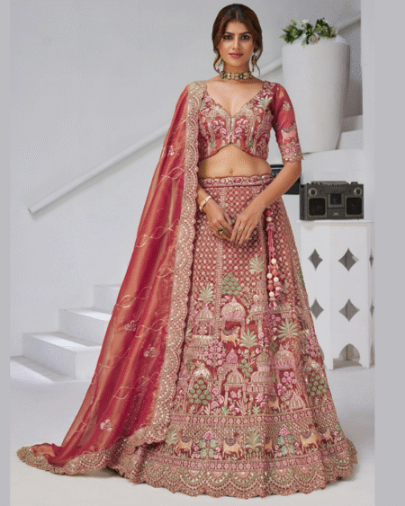 Georgette Tissue Designer Wedding Wear Lehenga Choli