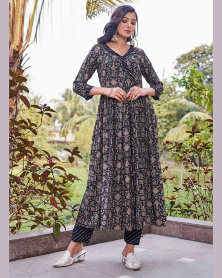 Formal Wear Designer Rayon Anarkali Kurti & Pant