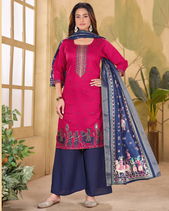 Ethnic Wear Gadhwal Silk Designer Sequence Kurti Set