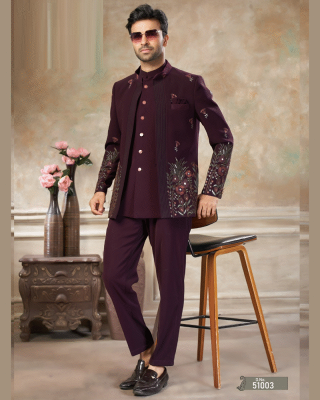 Terry Rayon Men's Heavy Designer Jodhpuri for Wedding Wear