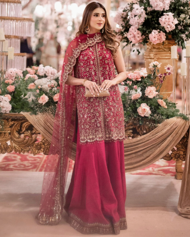 Heavy Chinon Silk Designer Party Wear Sharara Suit