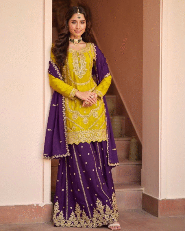 Latest Trendy Designer Wedding Wear Sharara Suit